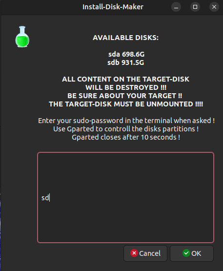 Select disk